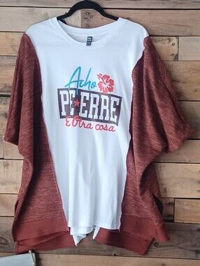 Acho Pe*erre Graphic Tee with Rust Knit Cardigan